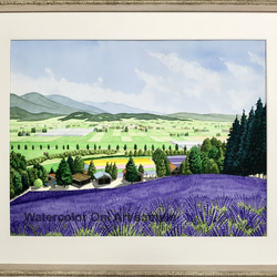 花の咲く路地01」透明水彩画 原画 風景画 額縁付 F4サイズ 絵画 Oni