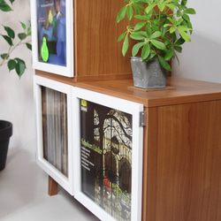 LPレコード収納 | アクリル付き扉 | おしゃれなキャビネット